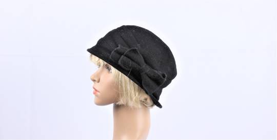 Soft wool felt hat w bow black Style: HS/4240BLK